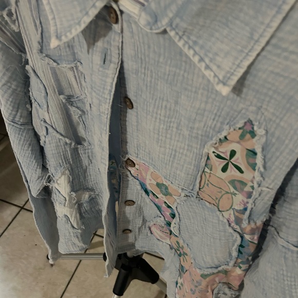 Oli & Hali Light Blue Patchwork Shirt - Picture 2 of 6